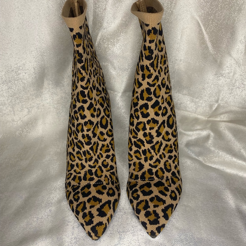 Cheetah Print Sock Booties 9.5
